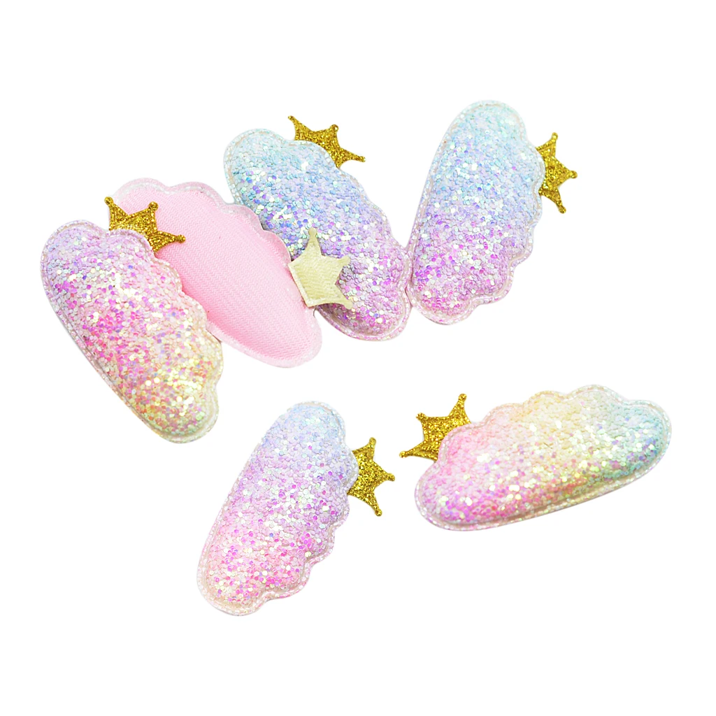 

6Pcs Padded Felt Cloud Appliques For DIY Hair Bow Craft Clothing Decorations