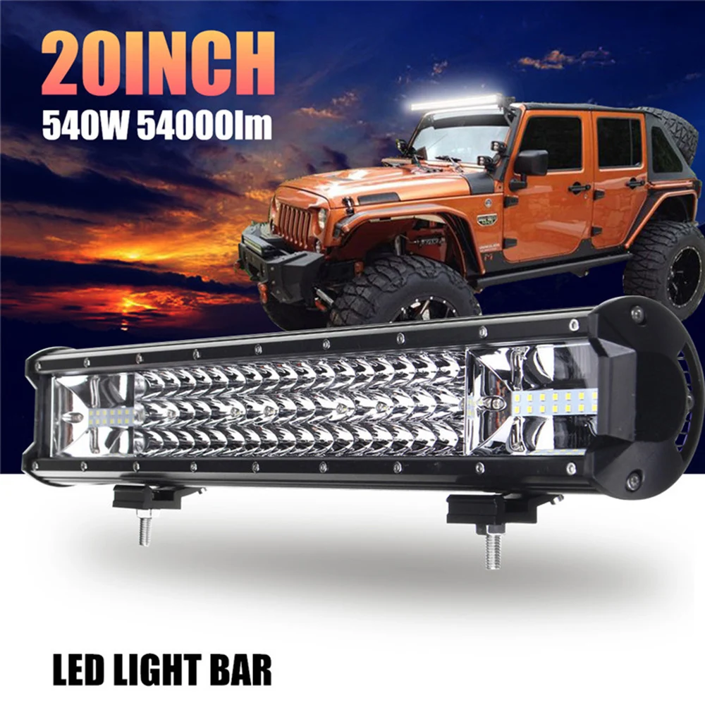 

20 Inch --540W / 22 Inch --648WWaterproof LED Work Light Bar Flood Spot Combo Driving Lamp Car Truck Offroad