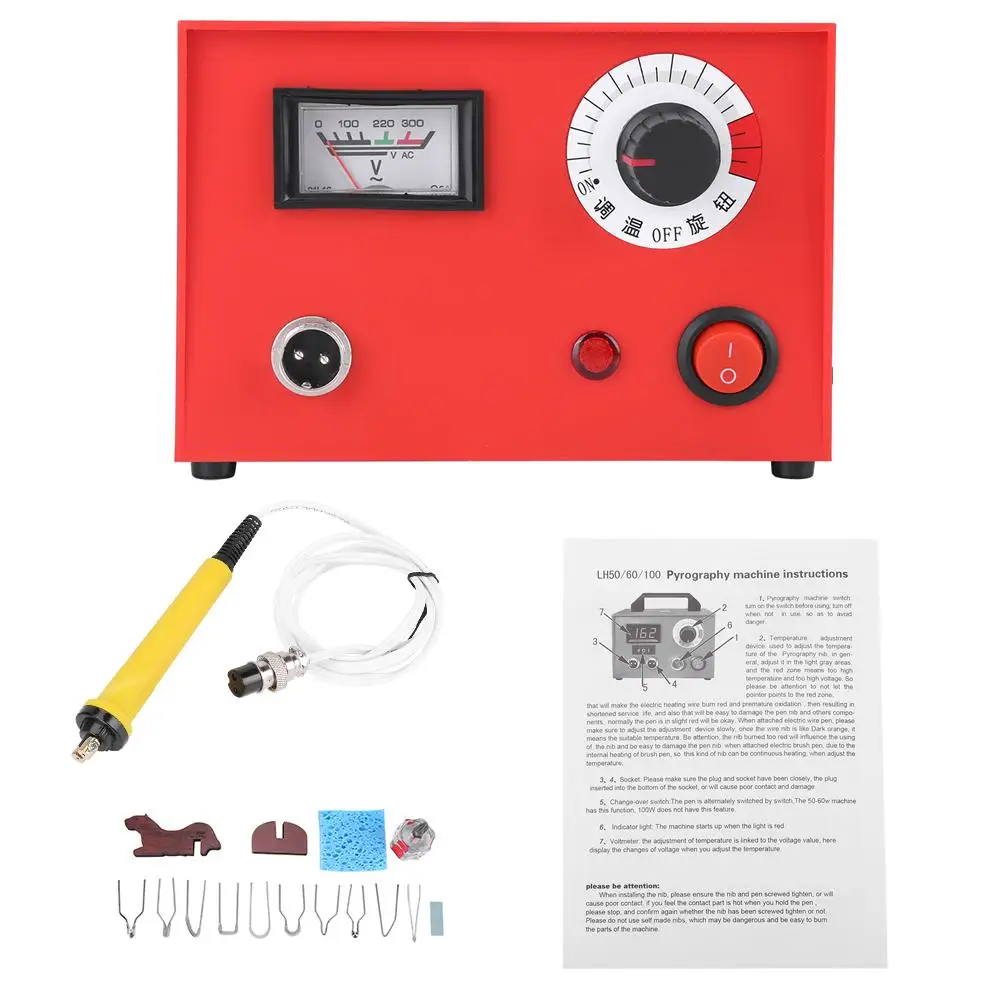 50W Wood Burning Machine Pyrography Pen Machine Kit Set Wood Crafts