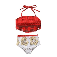 Новое летнее платье одежда для малышей и девочек бикини с кисточками купальный костюм с принтом купальник без рукавов ванный комплект для детей 0-24 мес., Pudcoco Популярные