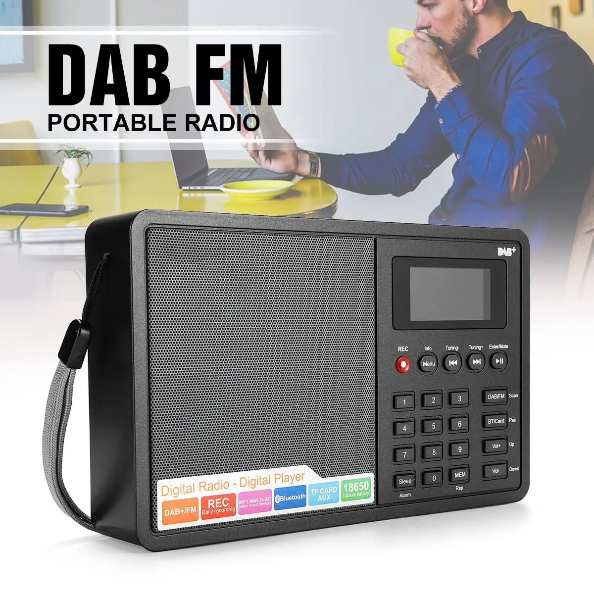

1.8'' D1 DAB Receiver Portable Digital DAB+ FM Stereo Radio bluetooth Receiver Speaker MP3 Music Alarm Clock for Christmas Gift