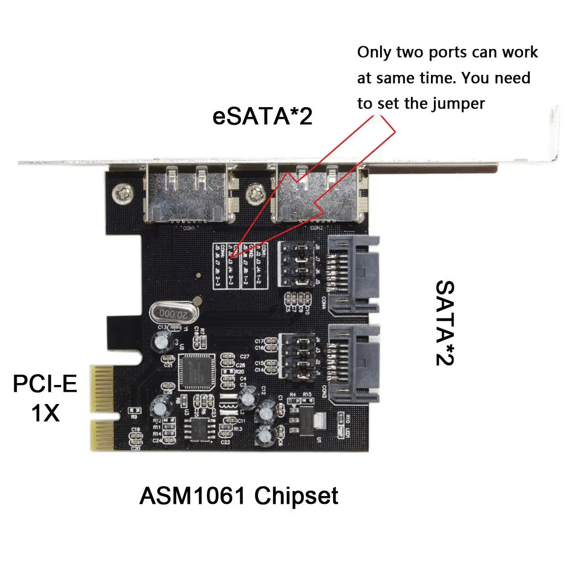 Jimier PCI E на 4 порта SATA 3 0 ESATA PCIE SATA3 6 Гбит/с карта расширения адаптер
