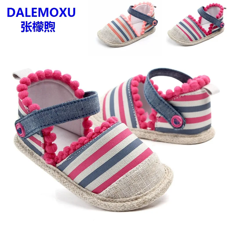 

DALEMOXU Baby Casual Shoes Toddler Girl Stripe Tassel Sandals Summer Infant Anti Slip Soft Sole Shoes Prewalker 1 Year Old Shoes