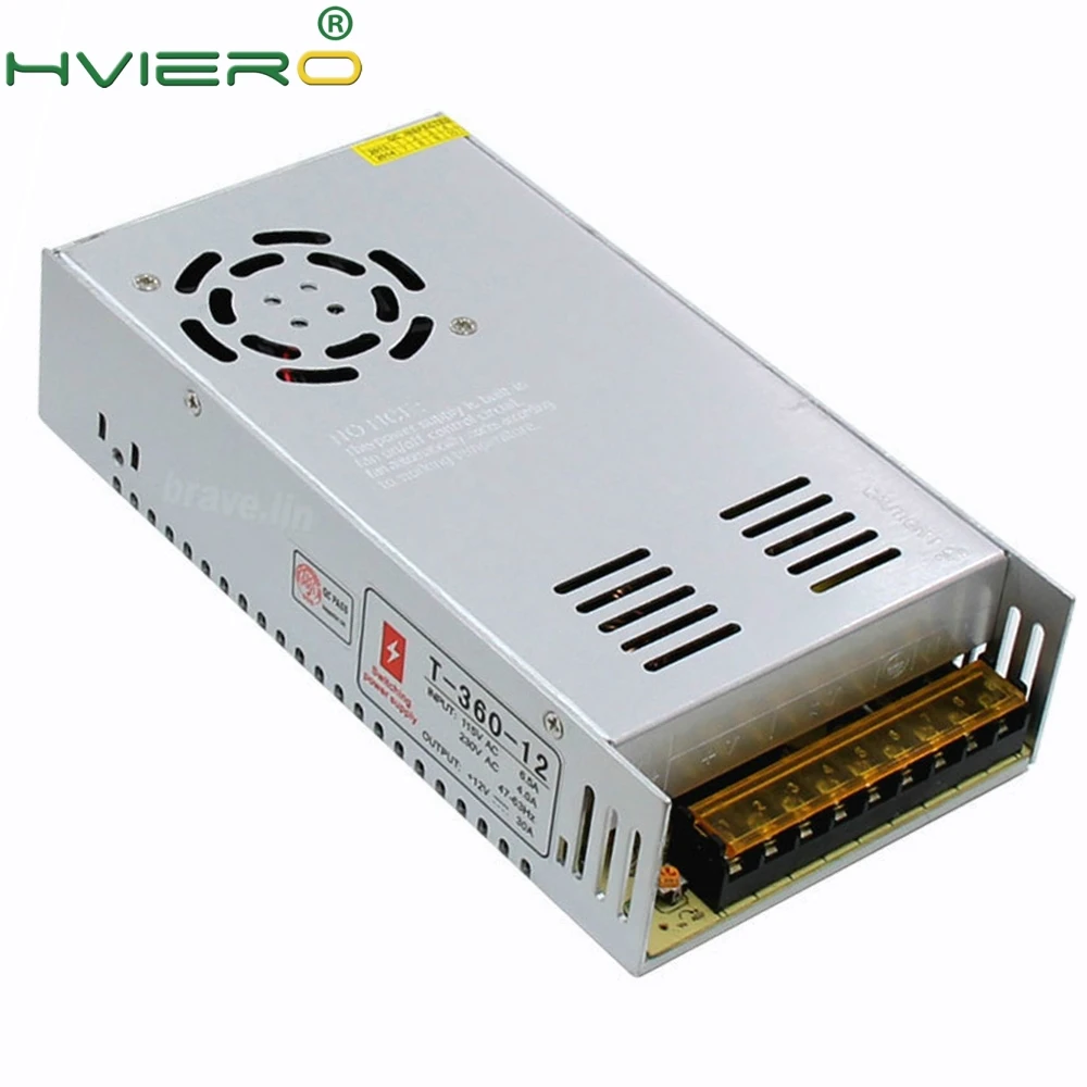 

AC 110/220V to DC 12V 30A 360W Power Supply LED Driver Transformer Adapter 12v 220v Converter For 5050 3528 3014 LED Strip Light