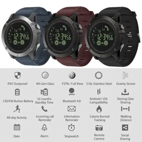Unisex Hot Smart Watches Wrist Smart Watch Phone Alarm Mate Waterproof Camera IOS Android Watches