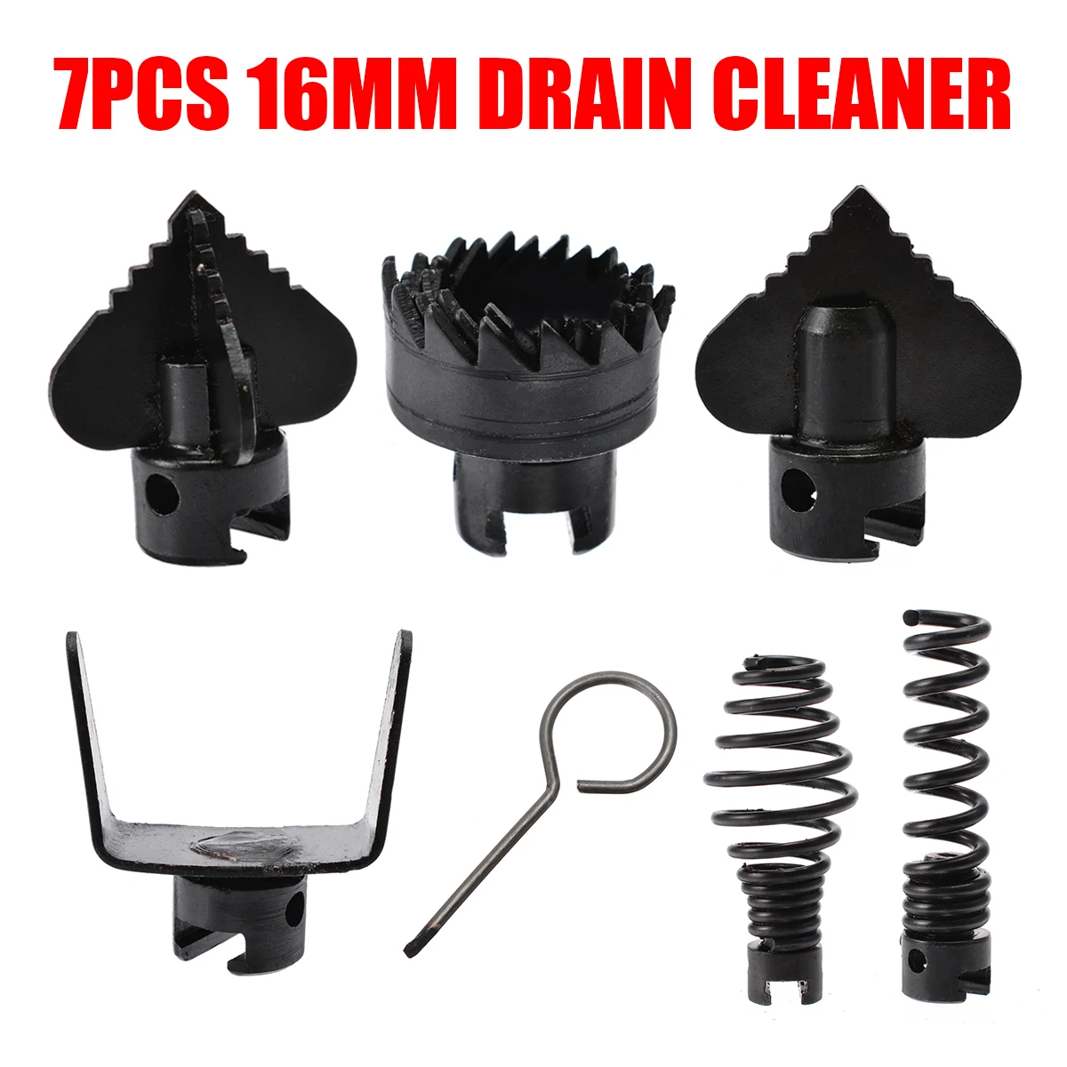 

Durable 7Pcs 16mm Manganese Steel Drain Cleaner Machine Combination Cutter Head Set For Home Cleaning Tools