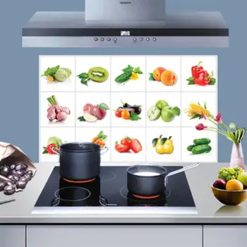 Vegetable Fruit Kitchen Stickers Anti oil Paste Waterproof Removable Wall Stickers Decals Wallpaper Tile Decor