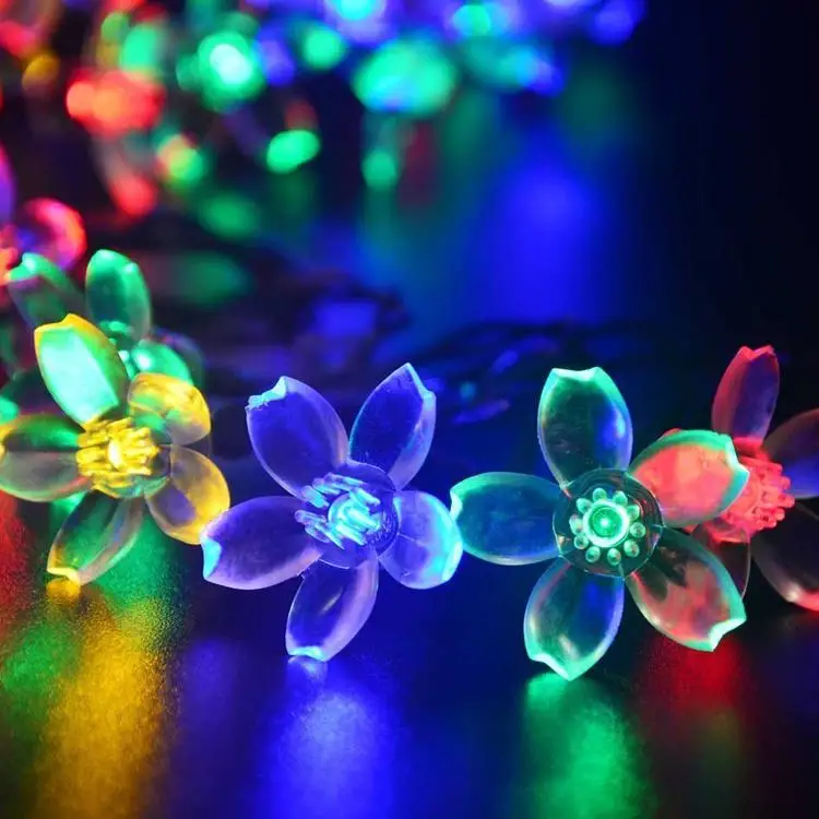 

7M 50 LED Solar Flower String Mounting Bracket Light Multi-color Waterproof Christmas Party Outdoor Decor Light