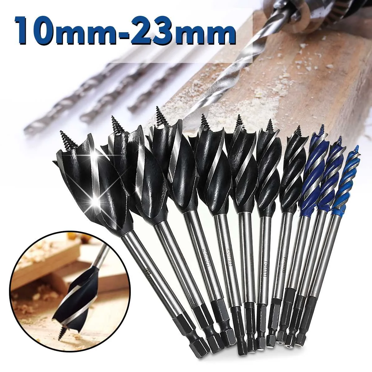 

4 Cutters Wood Fast Cut Auger Drill Bit 10 to 38mm Carpenter Joiner Tools