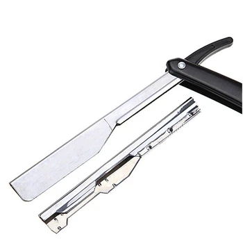 

Chic Straight Barber Edge Steel Razors Shaving Knife Folding Men Vintage Straight Hair Shaper Razor without Blade (Black)