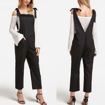 

2020 Summer Women Sexy High Waist Jumpsuits Casual Lace-up Bib Rompers Pockets Plus Size Playsuit Elegant Office Lady Overalls
