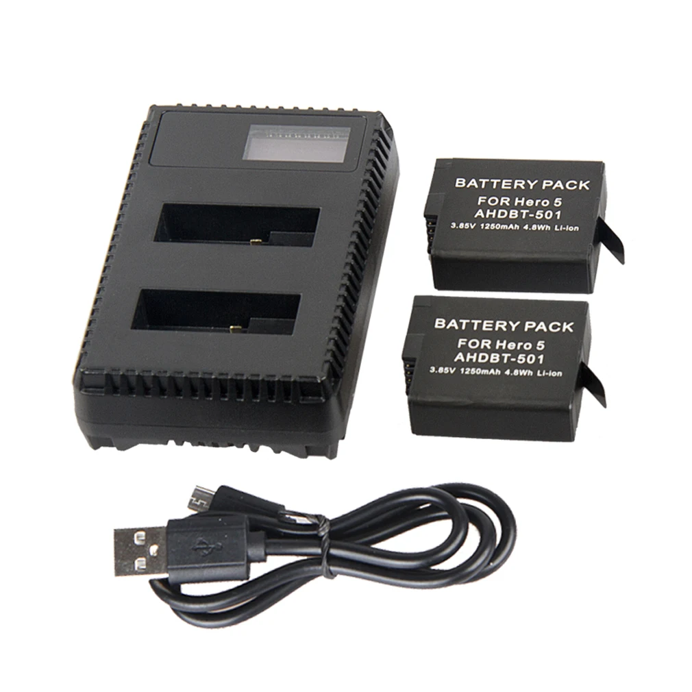 TWO Replacement Battery and Dual LCD Charger for gopro HERO 6 HERO6 Black 5 HERO5 (2018) GoPro AHDBT- | Электроника