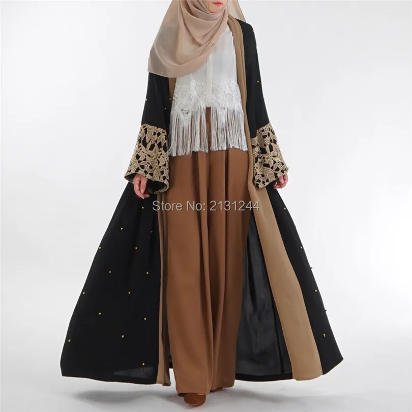 Модная мусульманская абайя Макси платье Кружева длинный халат кардиган кимоно Рамадан арабский Дубайский Тауб мусульманская одежда Молитвенное обслуживание