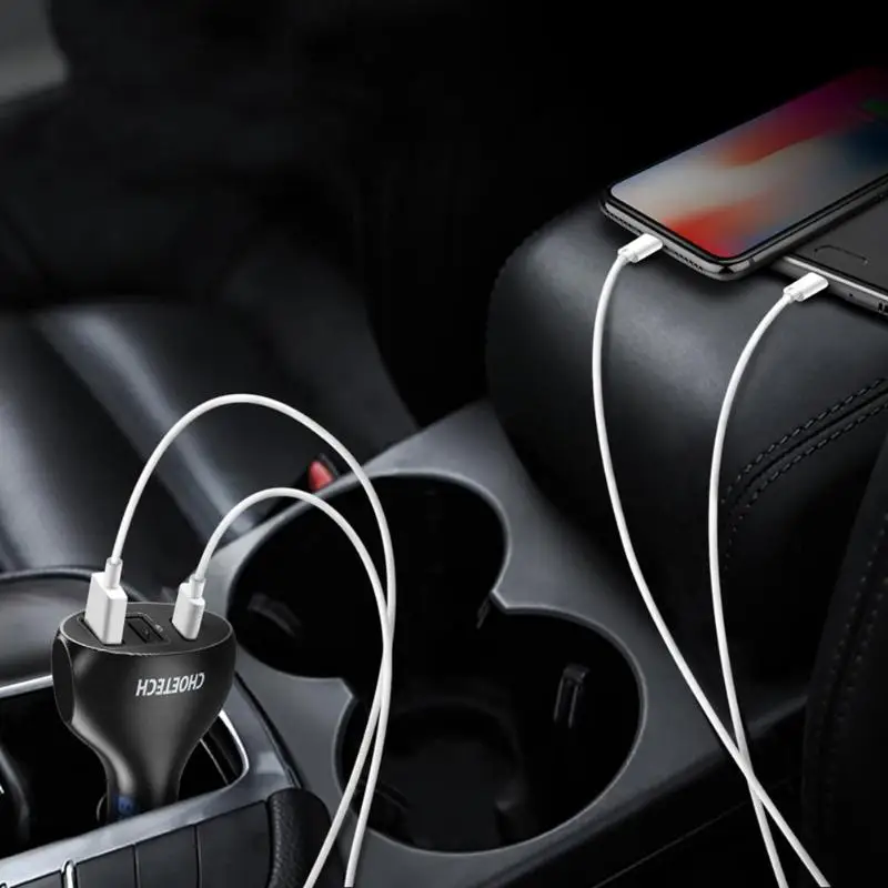 Choetech 30 Вт 3 порта USB Автомобильное зарядное устройство Dual + type C PD быстрое для
