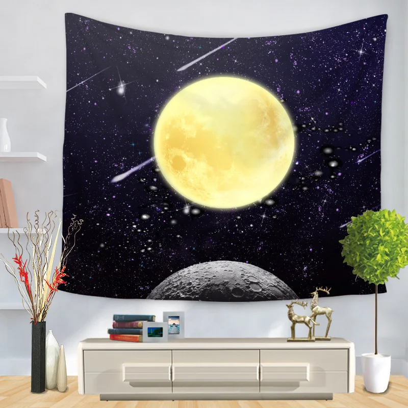 

Starry Sky Hippie Tapestry Macrame Wall Hanging Moon Psychedelic Wall Tapestry Boho Decor Witchcraft Wall Cloth Tapestries Throw