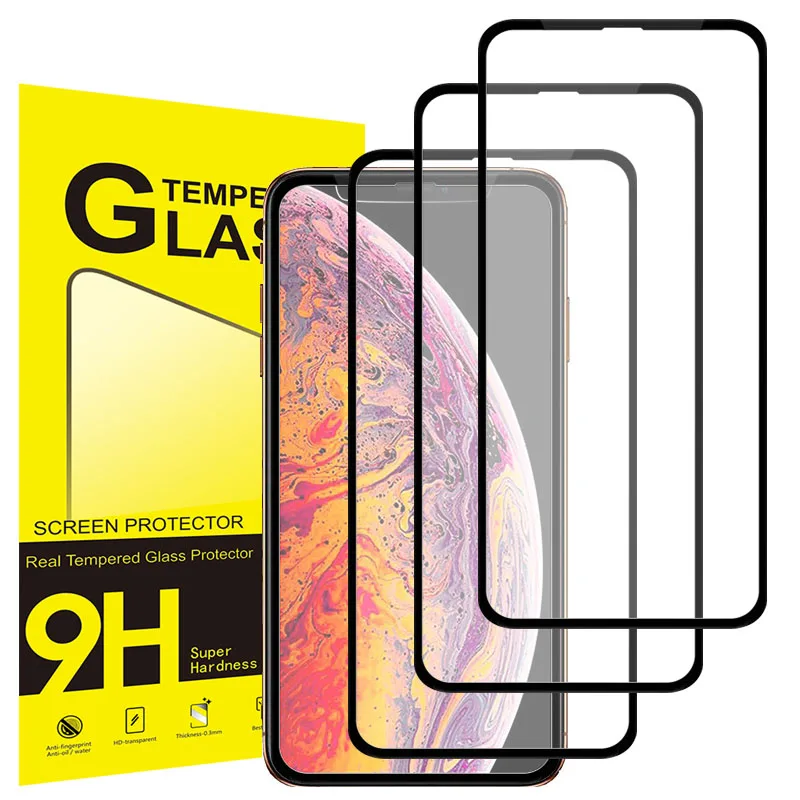 

3Pcs Full Cover Screen Protector For iPhone X XR XS Max CXV Tempered Glass On The For iPhone 5 6 7 8 Plus Protective Glass Film