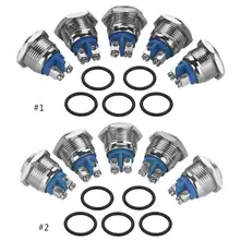 5 шт./компл. 16 мм 250 V кнопочный переключатель металлический Водонепроницаемый IP65 головная кнопка переключатель 2Pin кнопочный переключатель 2A плоская голова/3A выпуклые