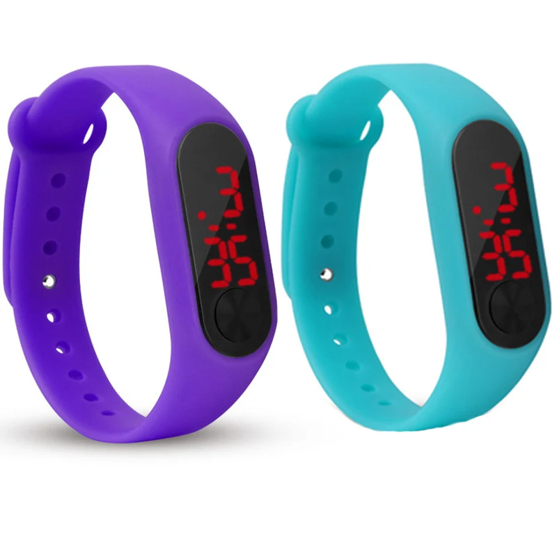 

Fashion Men Women Casual Sports Bracelet Watches LED Electronic Digital Candy Color Silicone Wrist Watch for Children Kids