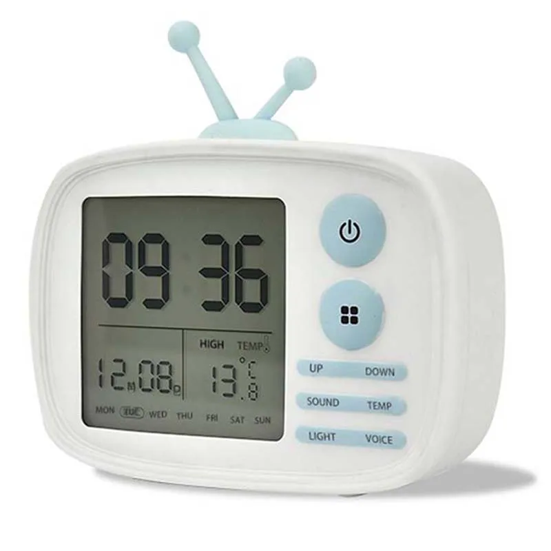 

Creative Tv-Shape Alarm Clock Led Digital Desk Thermometer Usb Recharging With Voice Broadcast Function