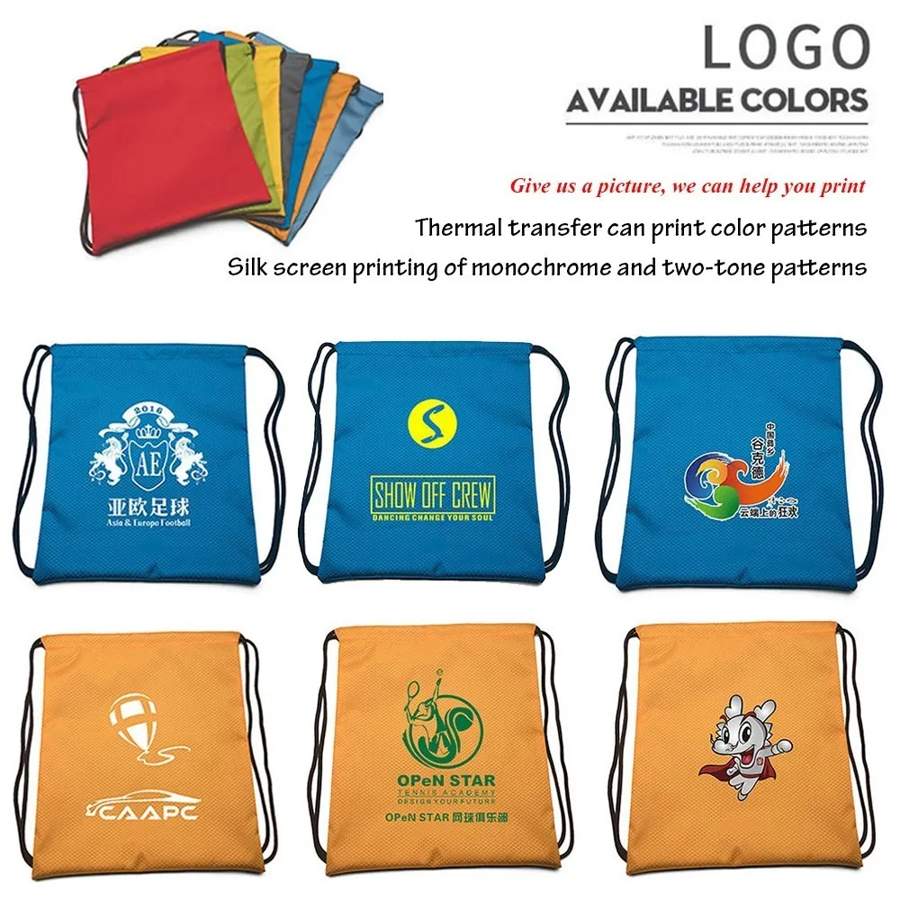LIRCHKLY 5PCS Sports Custom Logo Drawstring Bags Waterproof Oxford Backpack Storage Pull Rope Small Bag For Boy Girls DB6 LIRCHKLY 5PCS Sports Custom Logo Drawstring Bags Waterproof Oxford Backpack Storage Pull Rope Small Bag For Boy Girls DB6