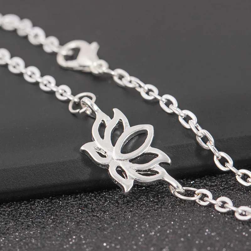 

2019 New Pattern Hollowing Out Lotus Anklet Fashion Botany Flower Alloy Foot Ornaments Bracelet anklet Jewelry