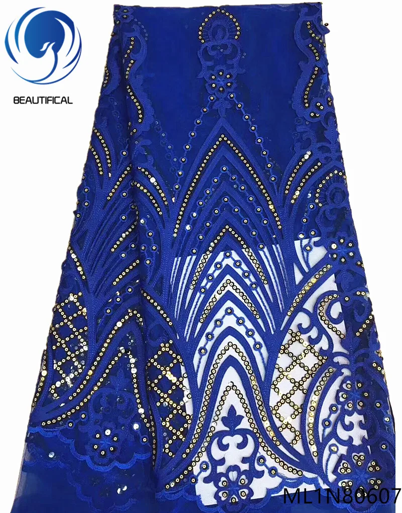 

BEAUTIFICAL african sequin lace fabric 2019 high quality lace blue sequin lace free shipping for lady embroidered fabric ML1N806