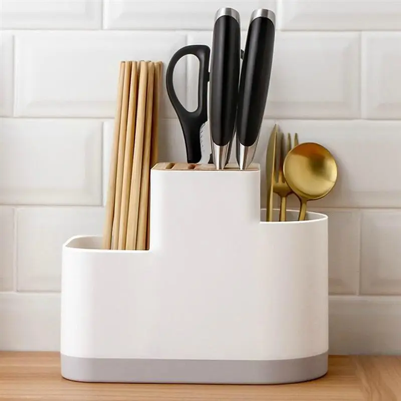 Multifunction Kitchen Knife Storage Rack Knife Block Stand Tool Holder Flatware Organizer Holder for Chopsticks Spoons