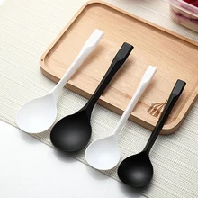 100 шт 15,5 см утолщенные Пластиковые Круглые ложки одноразовая посуда ложки для мороженое-желе десертная Закуска(черный, большой