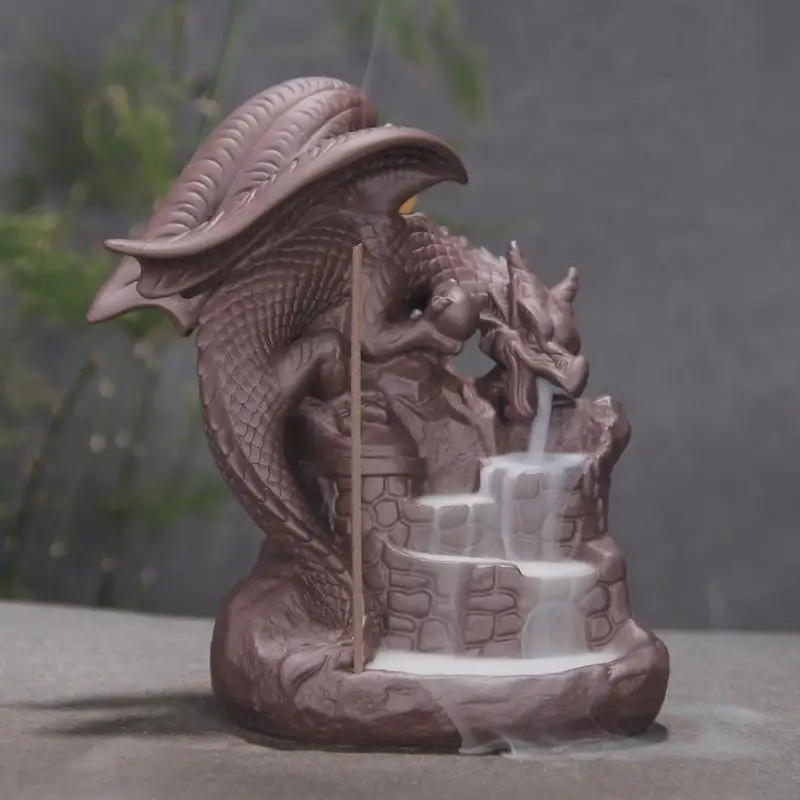 

Dragon Ceramics Blackflow Incense Burner Pterosaur Smoke Waterfall Incense Burner Holder Home Decor Dragon Incense Crafts Censer