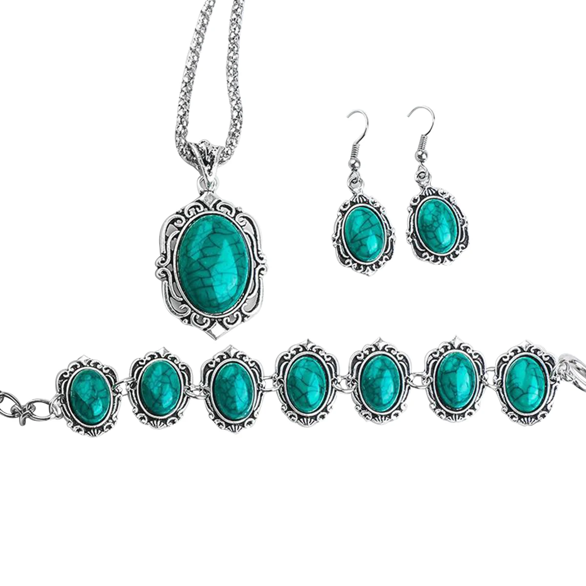 Three Piece Jewelry Set Alloy Necklace Bracelet Earring Set for Jewelry