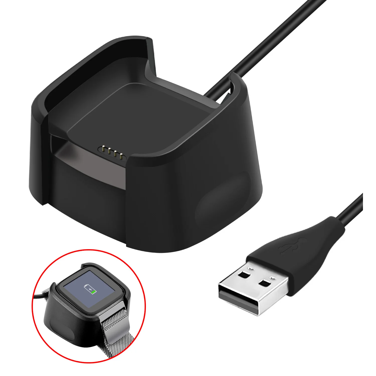 

Charging Cradle Dock USB Data Cable Base Desktop Charger For Fitbit Versa Watch