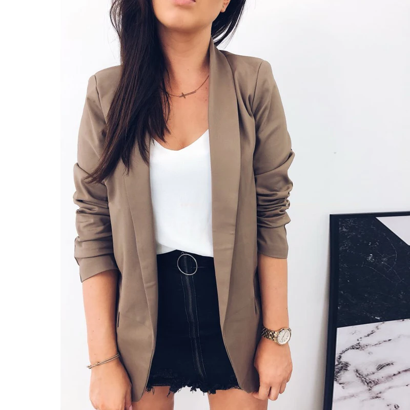 Affogatoo Fashion double breasted plaid blazer women Long
