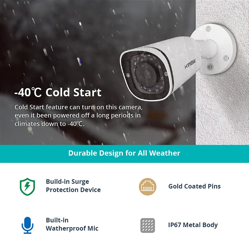  H.VIEW 4mp IP Camera Outdoor Nas IP Cameras Onvif/PoE Camera 4mp PoE Cameras Audio/Outdoor Smart IR - 32974008109