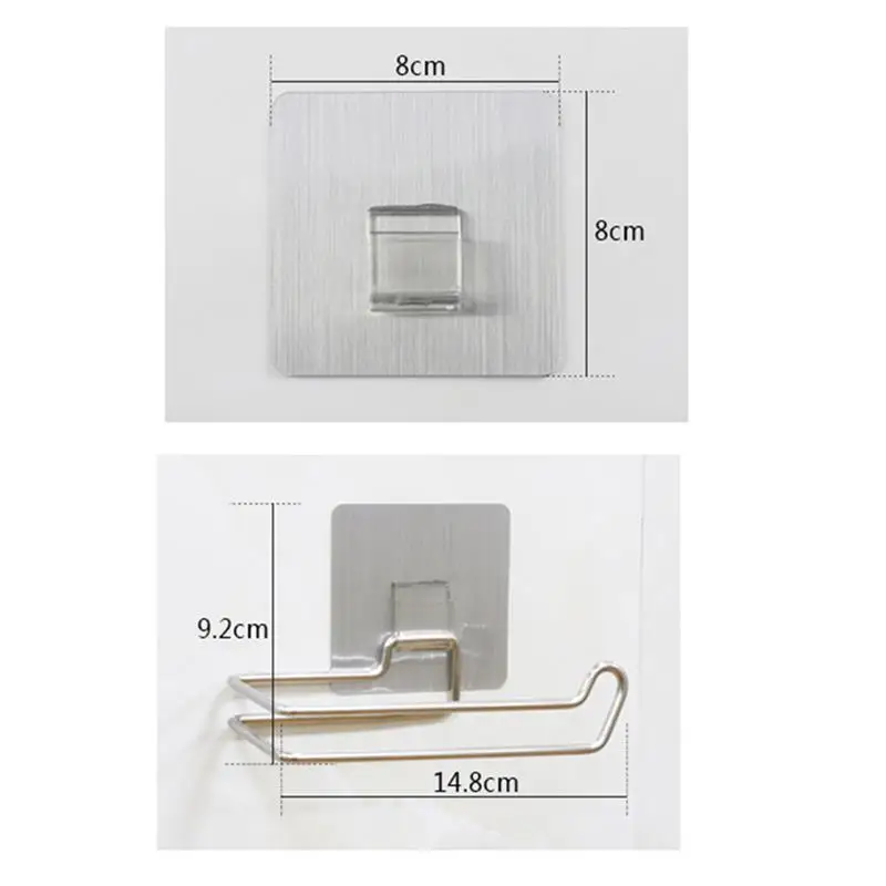 Toilet Kitchen Roll Paper Holder Stainless Steel Repeatedly Washable Stick Hooks Rack Bathroom Storage Accessories