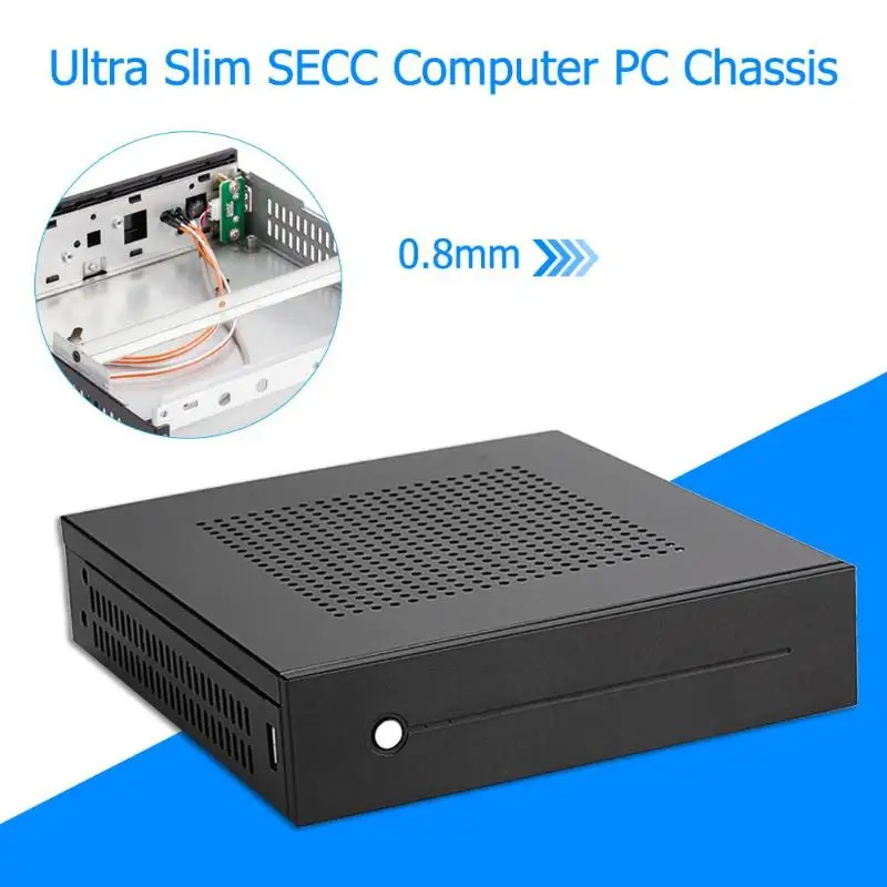 

1set E-T3 Mini-ITX Case Ultra Slim 0.8mm SECC Desktop Computer PC Chassis Support Wall Mount Accessories