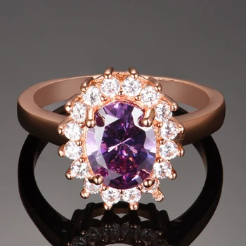 

Hot Sale Romantic Engagement Amethyst Rings For Women Elegant Purple Jewelry Ring wholesale Birthday Gifts