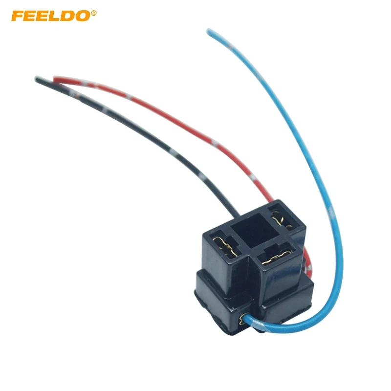 

FEELDO 2Pcs Auto H4 Headlight Female Adapter Sockets Wiring Harness Connector Car Halogen HID LED Retrofit Wire Plug #FD5955