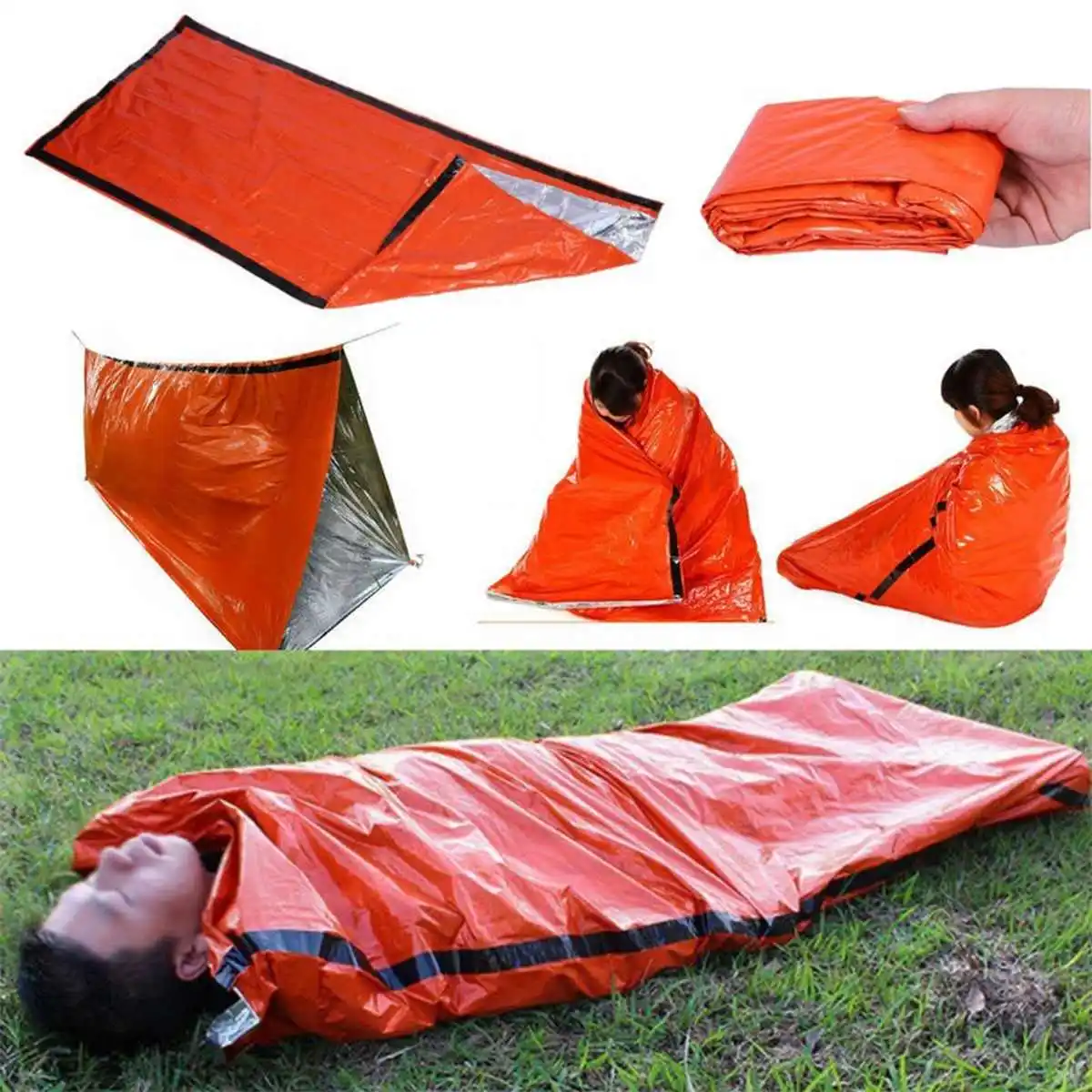 Спальный мешок Открытый аварийный полиэтилен кемпинг выживания 78,7x35,8 одеяло металлическое покрытие PE для особых обстоятельств одиночный
