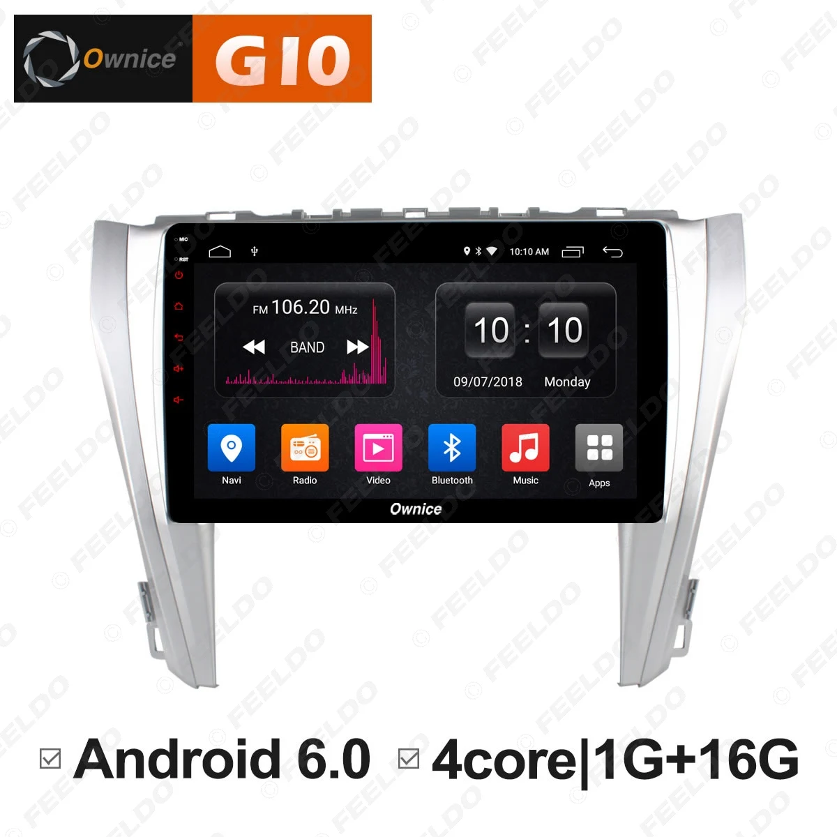 

FEELDO 10.1 " 2.5D Nano IPS Screen Android 6.0 Octa Core/DDR3 2G/32G/4G LTE Car Media Player For Camry 2014-2016 (Camry v55)