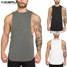 INCERUN мода рукавов топы Для мужчин мышцв, бодибилдинг Спортивная майка Топы свободные уличные футболки Для мужчин Костюмы Лето S-5XL