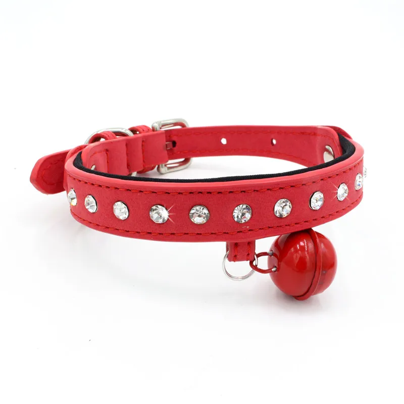 2019 Dog Collar With Big Bell Adjustable Rhinestone Pattern Dog