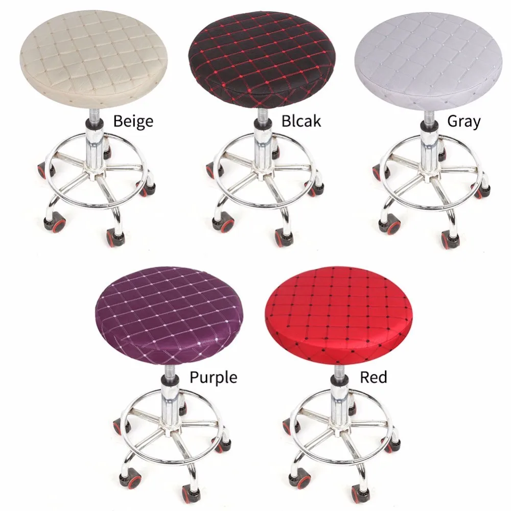 

Stretch Chair Cover Round Stool Spandex Elastic Cover Chair Cover Round Shape Seat Slipcover Dining Chair Protector Plaid