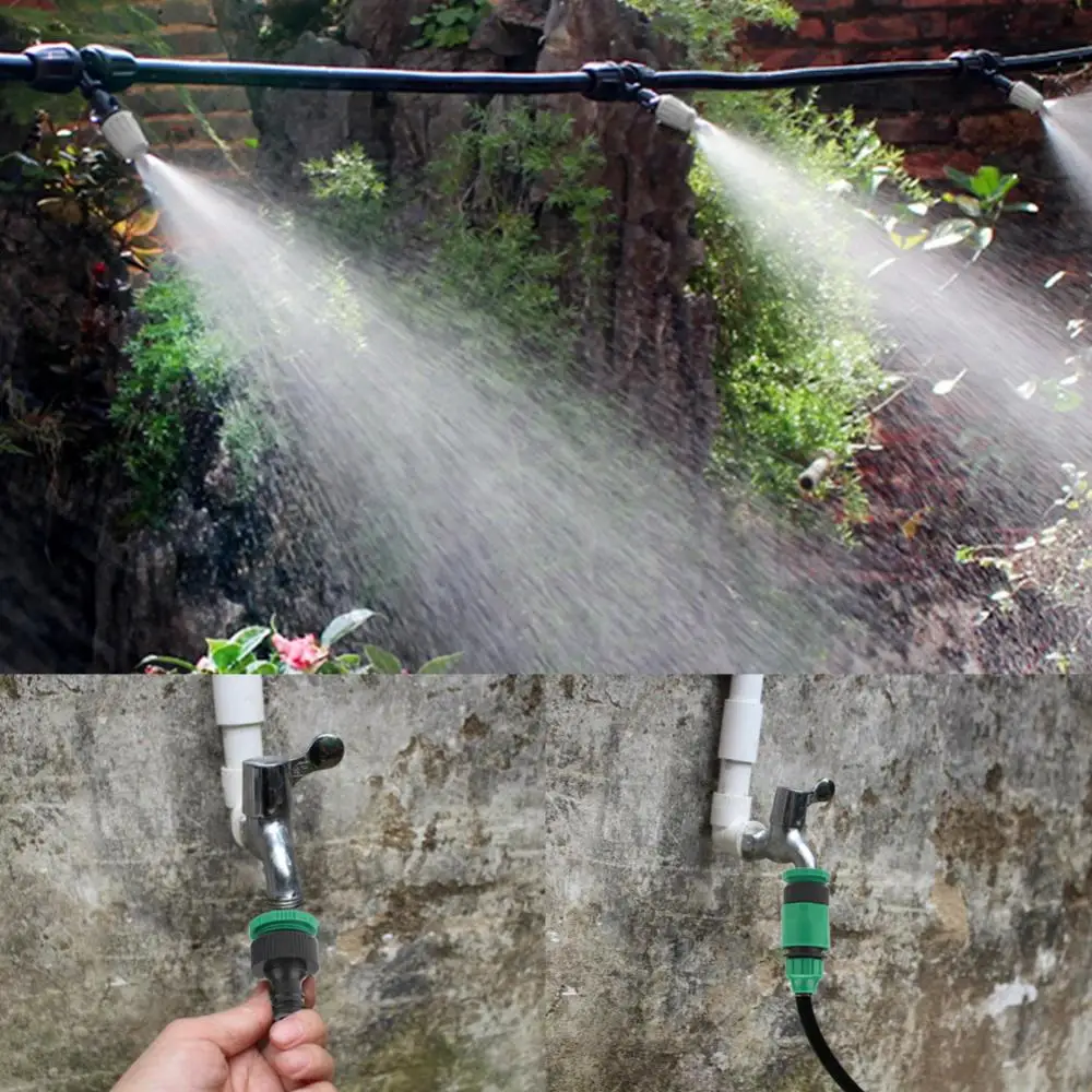 

Home Micro Water Irrigation System Garden Greenhouse Plants Automatic Watering 10M Hose Set Kit Garden Tool