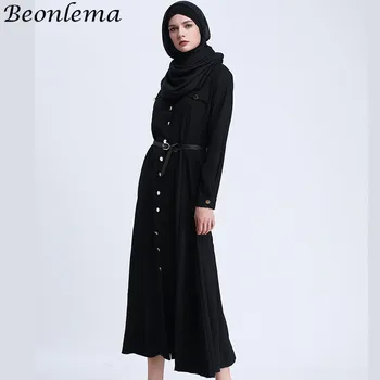 

Beonlema Women Black Abaya Muslim Islamic Robe Mujer Dubai Turkish Caftan Solid Fashion Abayas Femme Maxi Kaftans M-2XL