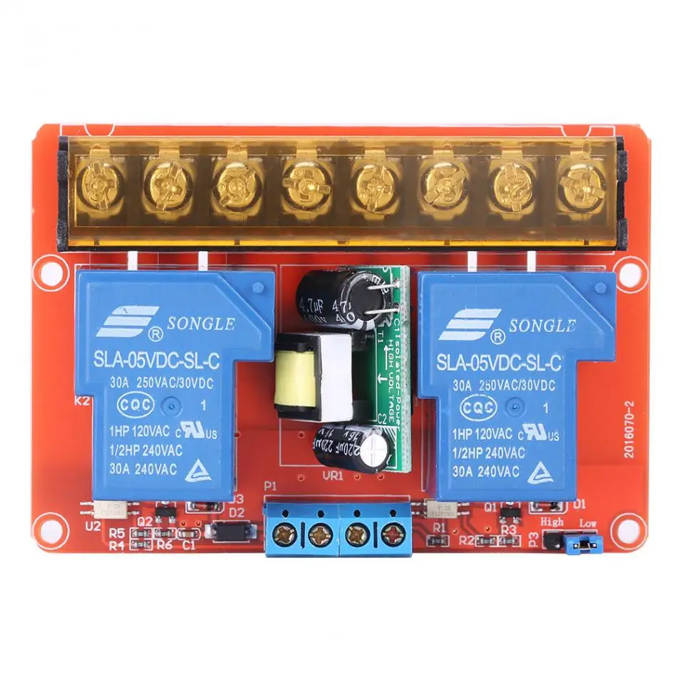 2 канальный релейный модуль AC100V 250V 30A высокомощное канальное реле DC5V высоконизкий