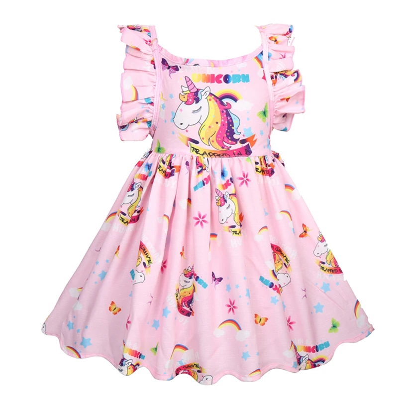 

Baby Girls Unicorn Costume Dress Kids Party Dresses Child Sleeveless Clothes Princess Dress Children Vestido Headband 36006