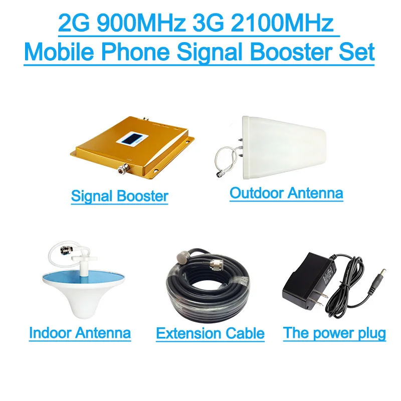 

LEORY LCD Display 3G W-CDMA 2100MHz + 2G GSM 900Mhz Dual Band Mobile Phone Signal Booster GSM 900 2100 UMTS Signal Repeater