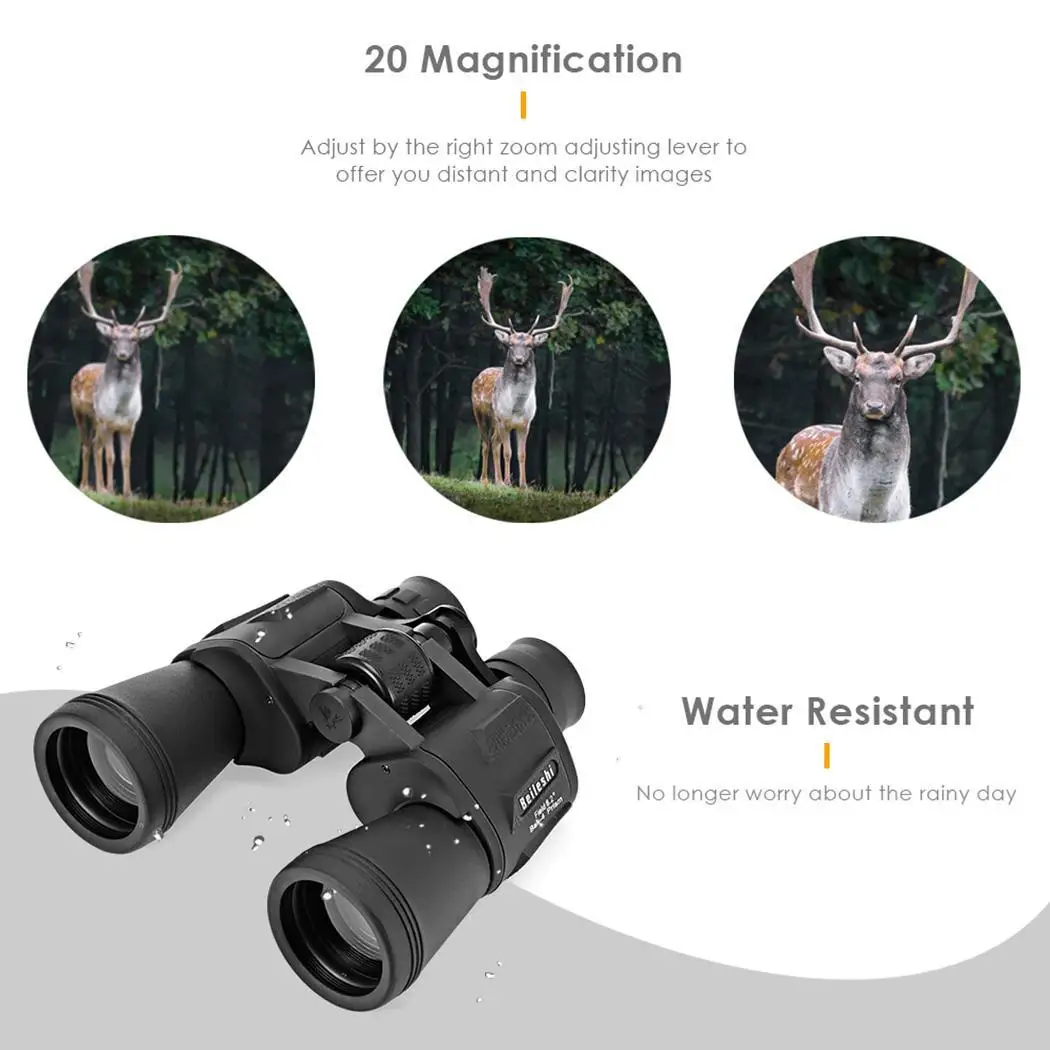Бинокль Beileshi 20X50 56 M/1000 M HD Vision широкоугольный призматический бинокль открытый