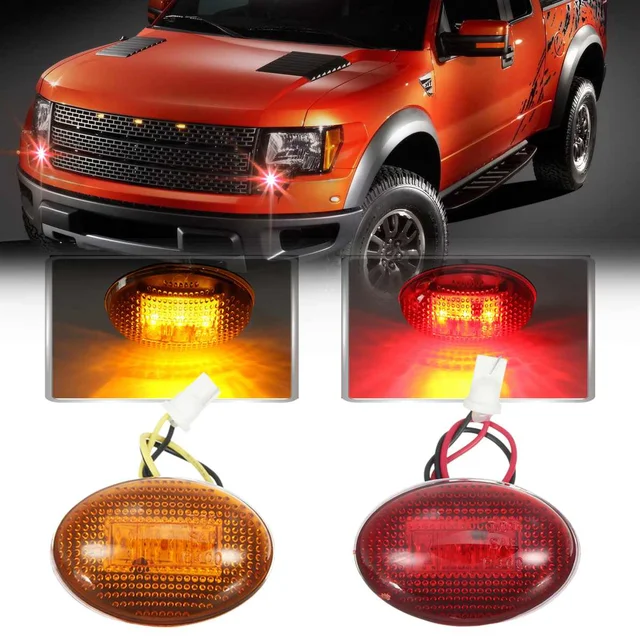Yellow Red Side Marker Lights Lamps LED Sidemarker Light Smoke Lens