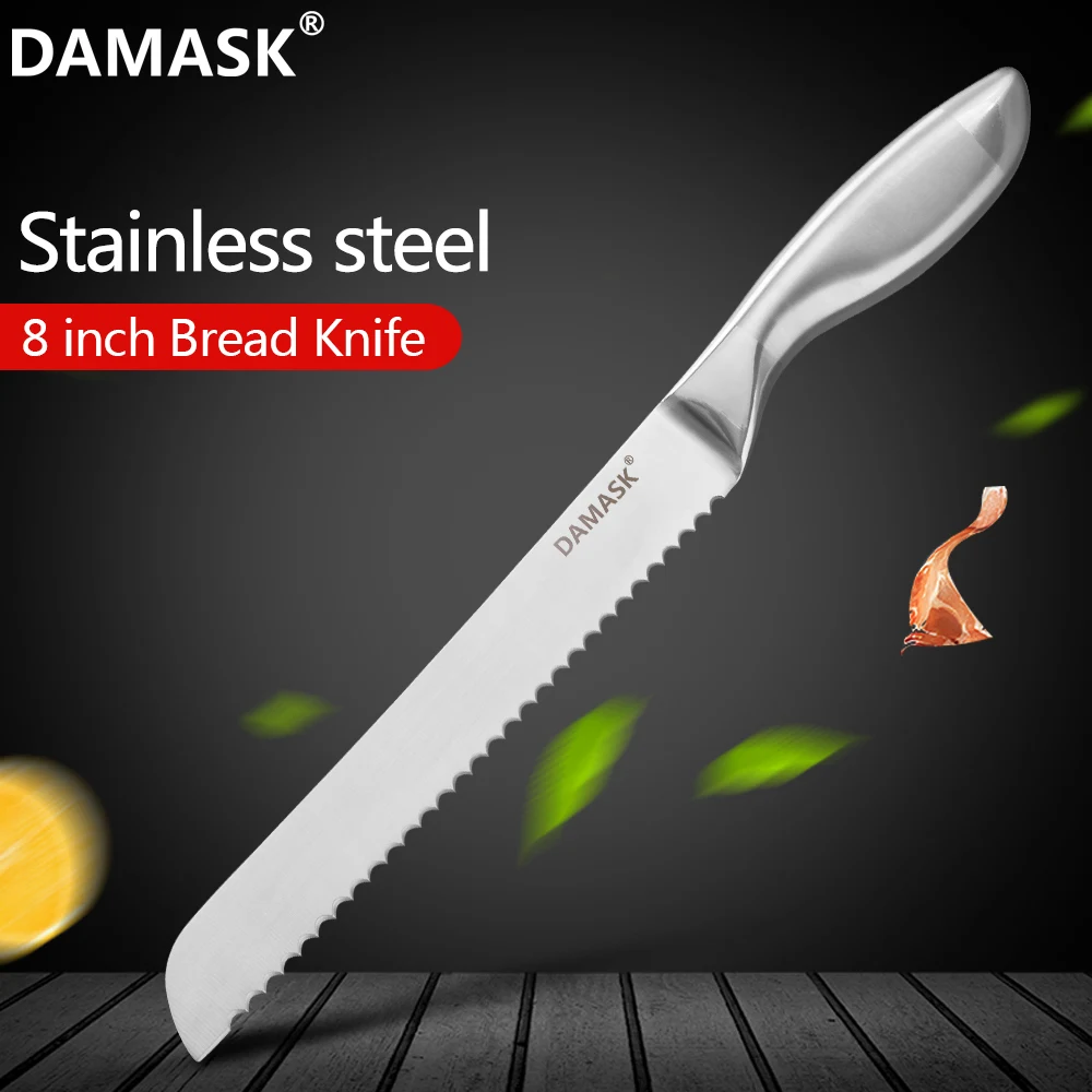 

Damask Cutlery Tool Bread Knife 8 Inch Kitchen Knife Stainless Steel Blade Ultra Sharp Chef's Bread Knives With Ergonomic Handle